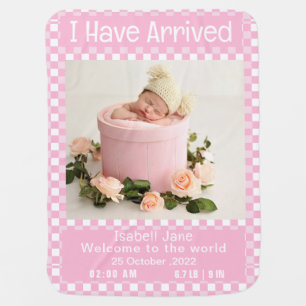 A Little Princess Photo New Baby Announcement pink Blanket