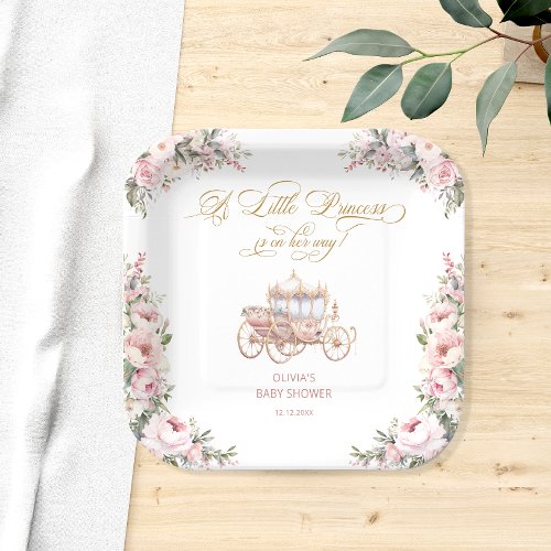 A Little Princess Pink and Gold Baby Shower Paper Plates