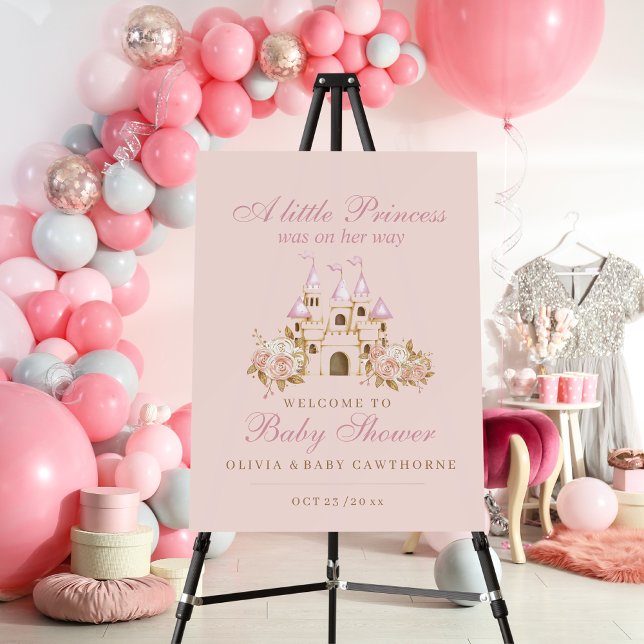 A little Princess Pink Gold Castle Baby Shower Foam Board (Creator Uploaded)