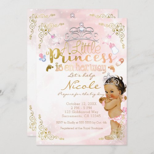 A Little Princess Pink Sparkle Baby Girl Shower Invitation