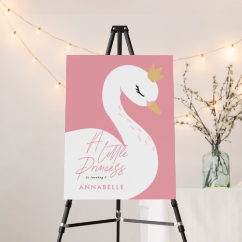 A little princess swan pink girly modern welcome foam board