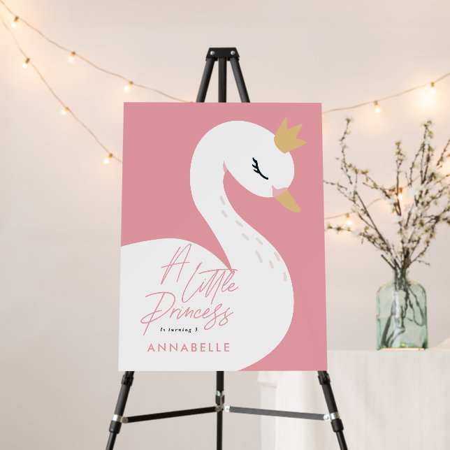 A little princess swan pink girly modern welcome foam board (In Situ (Stand))