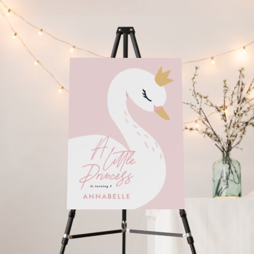 A little princess swan pink girly modern welcome foam board