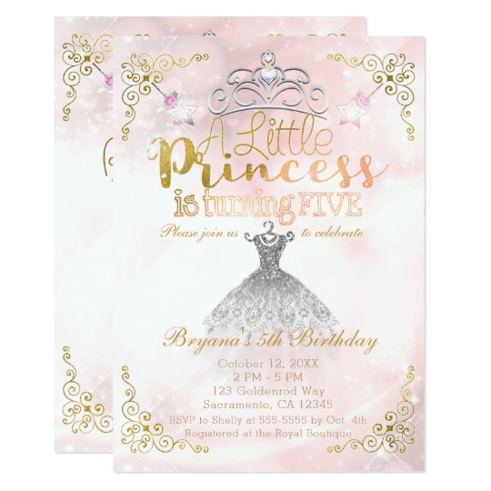 A Little Princess turning FIVE 5TH Birthday Party Invitation | Zazzle.com