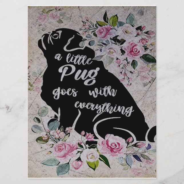 A Little Pug Goes With Everything, Funny Pug Gift Menu (Front)