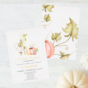A Little Pumpkin 1st Birthday Foil Invitation