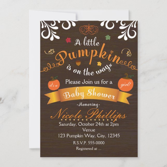 A LITTLE PUMPKIN Autumn BABY SHOWER Invitation (Front)