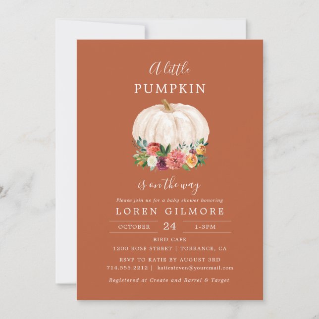 A Little Pumpkin Autumn Baby Shower Invitation (Front)