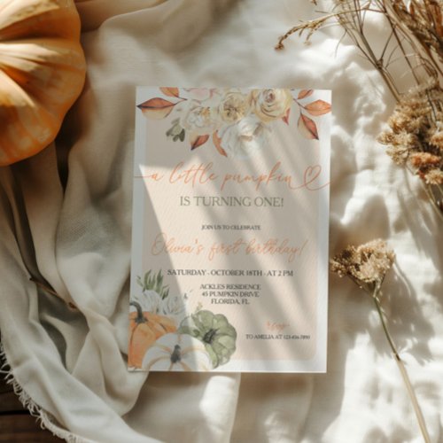 A Little Pumpkin Autumn Birthday Invitation