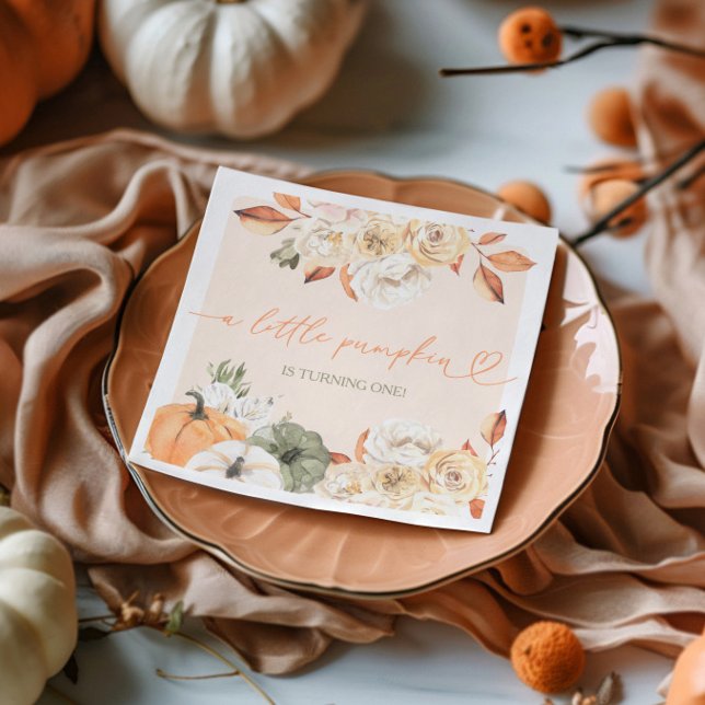 A Little Pumpkin Autumn Birthday Napkins (Creator Uploaded)
