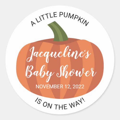 A Little Pumpkin Autumn Fall Baby Shower Classic Round Sticker