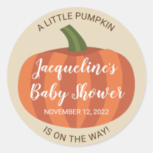 A Little Pumpkin Autumn Fall Baby Shower Classic Round Sticker