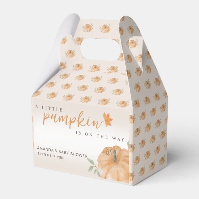 A Little Pumpkin Autumn Fall Baby Shower  Favor Boxes (Front Side)