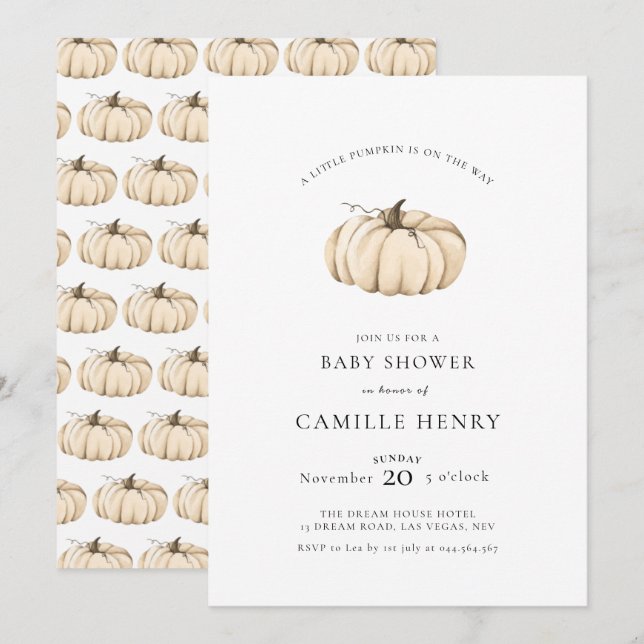 A Little Pumpkin Autumn Fall Baby Shower  Invitation (Front/Back)