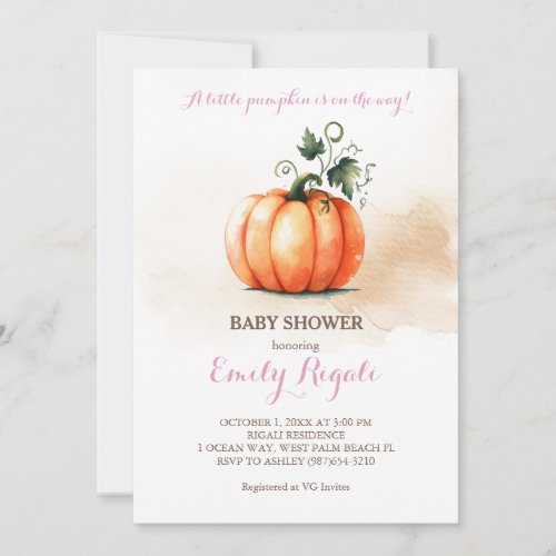 A Little Pumpkin Autumn Fall Baby Shower Invitation