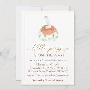 A Little Pumpkin Autumn Fall Baby Shower Invitation