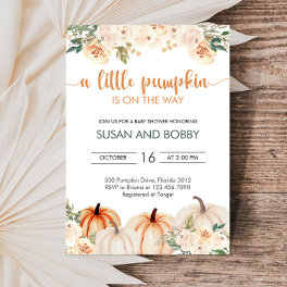 A Little Pumpkin Autumn Fall Baby Shower Invitation