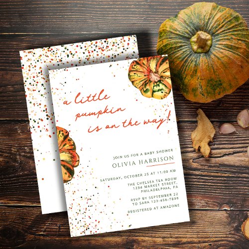 A Little Pumpkin Autumn Fall Baby Shower Invitation