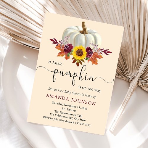 A Little Pumpkin Autumn Fall Baby Shower Invitation