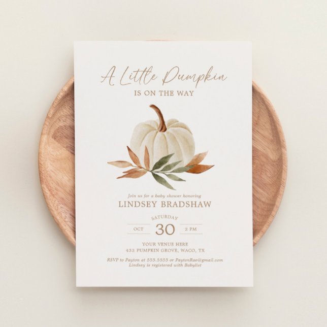 A Little Pumpkin Autumn Fall Baby Shower Invitation (Creator Uploaded)