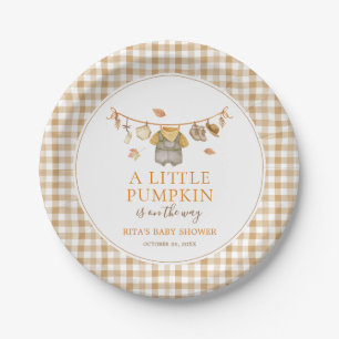 A Little Pumpkin Autumn Fall Baby Shower Paper Plates