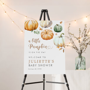 A Little Pumpkin Autumn Fall Baby Shower Welcome Foam Board