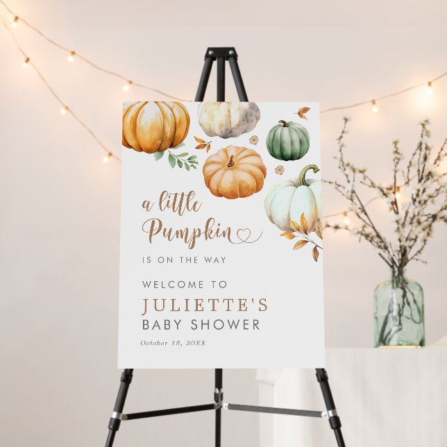 A Little Pumpkin Autumn Fall Baby Shower Welcome Foam Board (In Situ (Stand))