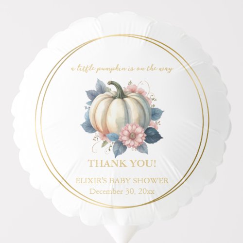 A Little Pumpkin Autumn Fall Floral Baby Shower Balloon