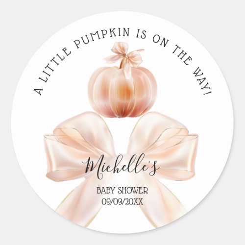 A Little Pumpkin Autumn Fall Floral Baby Shower Classic Round Sticker