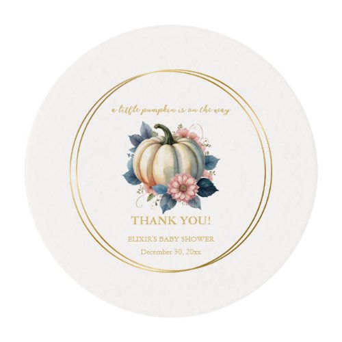 A Little Pumpkin Autumn Fall Floral Baby Shower Edible Frosting Rounds