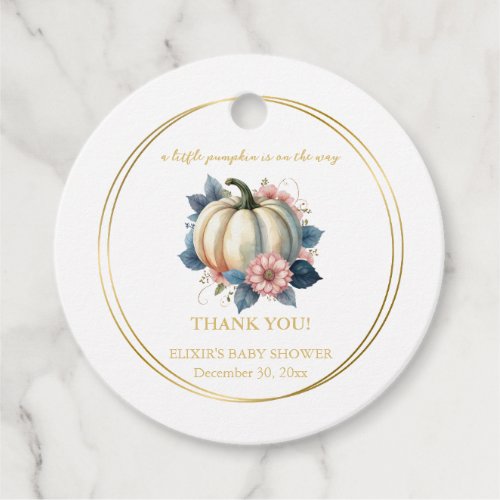 A Little Pumpkin Autumn Fall Floral Baby Shower Favor Tags