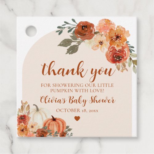 A Little Pumpkin Autumn Fall Floral Baby Shower Favor Tags