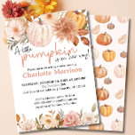 A Little Pumpkin Autumn Fall Floral Baby Shower In Invitation<br><div class="desc">Are you looking for fall baby shower invitations? Check out this Little Pumpkin Autumn Boho Fall Floral Baby Shower Invitation. It has lovely watercolors on the front and a pumpkin pattern on the blush pink back. You can personalize the invitation very easily. The Perfect theme for every bohemian autumn baby...</div>
