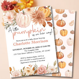 A Little Pumpkin Autumn Fall Floral Baby Shower In Invitation