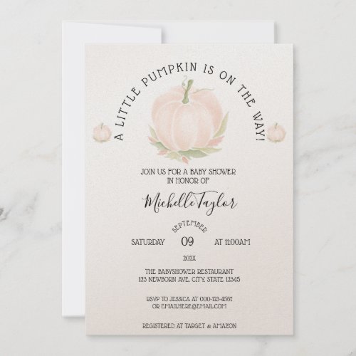 A Little Pumpkin Autumn Fall Floral Baby Shower In Invitation