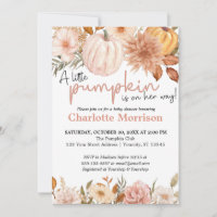 A Little Pumpkin Autumn Fall Floral Baby Shower In Invitation