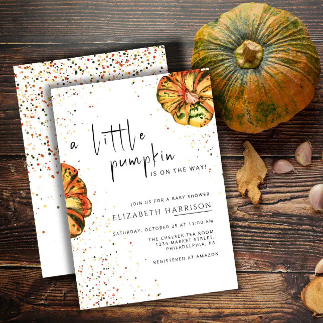 A Little Pumpkin Autumn Fall Floral Baby Shower Invitation | Zazzle