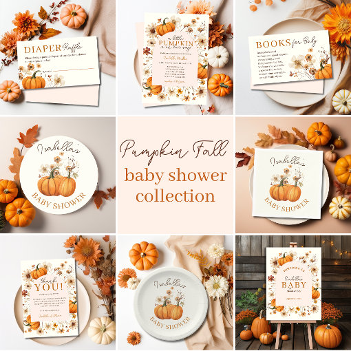 A Little Pumpkin Autumn Fall Floral Baby Shower Invitation | Zazzle