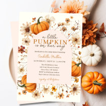 A Little Pumpkin Autumn Fall Floral Baby Shower Invitation