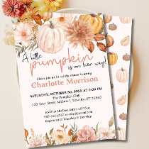 A Little Pumpkin Autumn Fall Floral Baby Shower Invitation