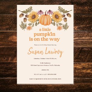 A Little Pumpkin Autumn Fall Floral Baby Shower Invitation