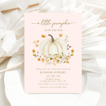 A Little Pumpkin Autumn Fall Floral Baby Shower Invitation