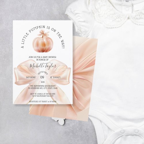 A Little Pumpkin Autumn Fall Floral Baby Shower Invitation