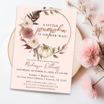 A Little Pumpkin Autumn Fall Floral Baby Shower Invitation