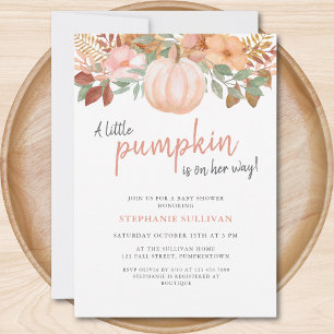 A Little Pumpkin Autumn Fall Floral Baby Shower Invitation