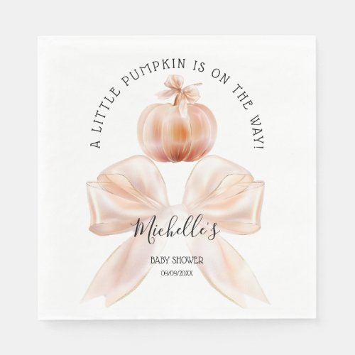 A Little Pumpkin Autumn Fall Floral Baby Shower Napkins