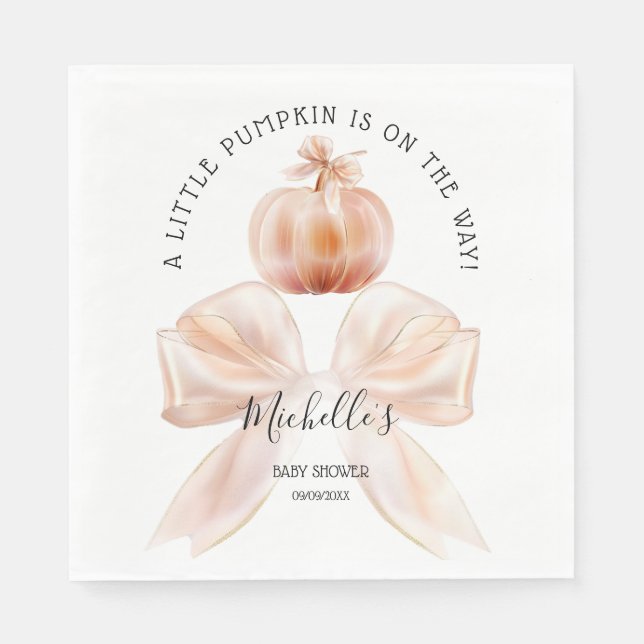 A Little Pumpkin Autumn Fall Floral Baby Shower Napkins (Front)