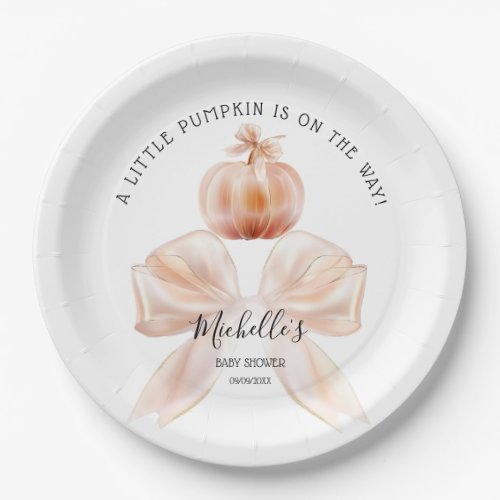 A Little Pumpkin Autumn Fall Floral Baby Shower Paper Plates