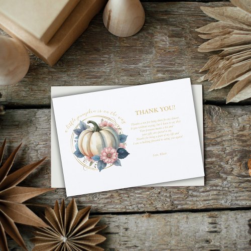 A Little Pumpkin Autumn Fall Floral Baby Shower Thank You Card