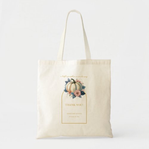 A Little Pumpkin Autumn Fall Floral Baby Shower Tote Bag